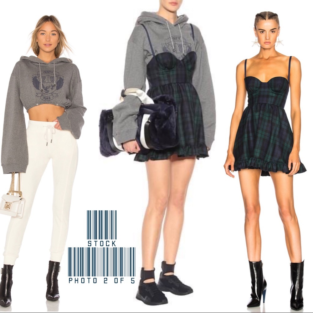 NEW! Fenty x Puma Plaid Sweatshirt Mini Dress XS